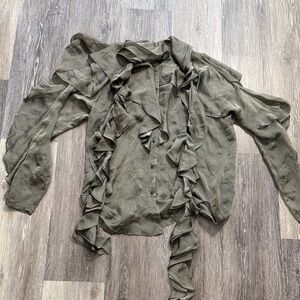 Olive Ruffle Women's Top